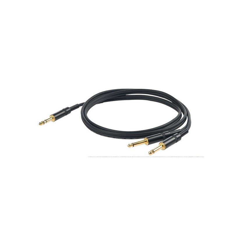 PROEL STAGE CHLP210LU15 CHALLENGE Series kabel wtyk Jack 6.3 stereo - 2x wtyk Jack 6.3 mono, dł. 1.5m